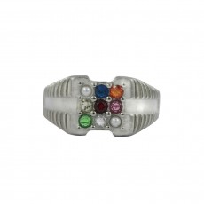 92.5 Colour Stoned Silver Ring For Womens